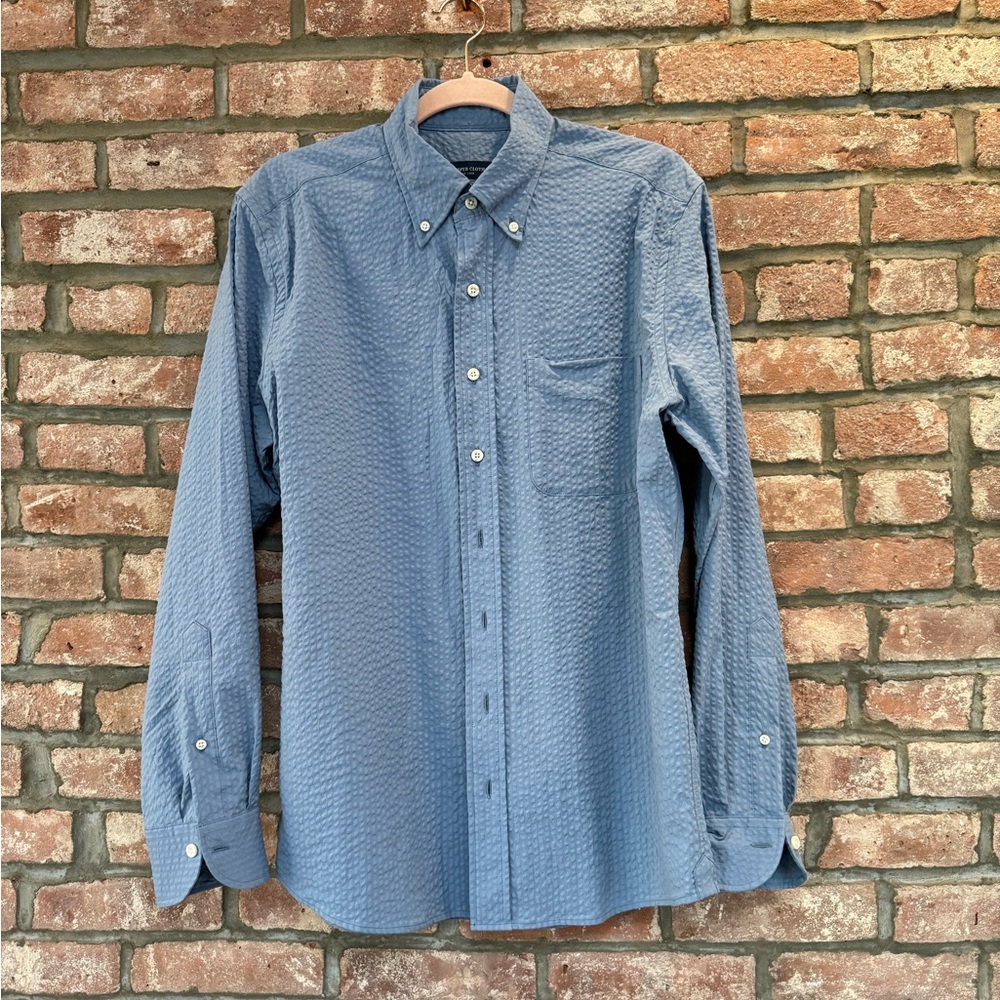 Proper Cloth Seersucker Button Down in Atlantic Blue
